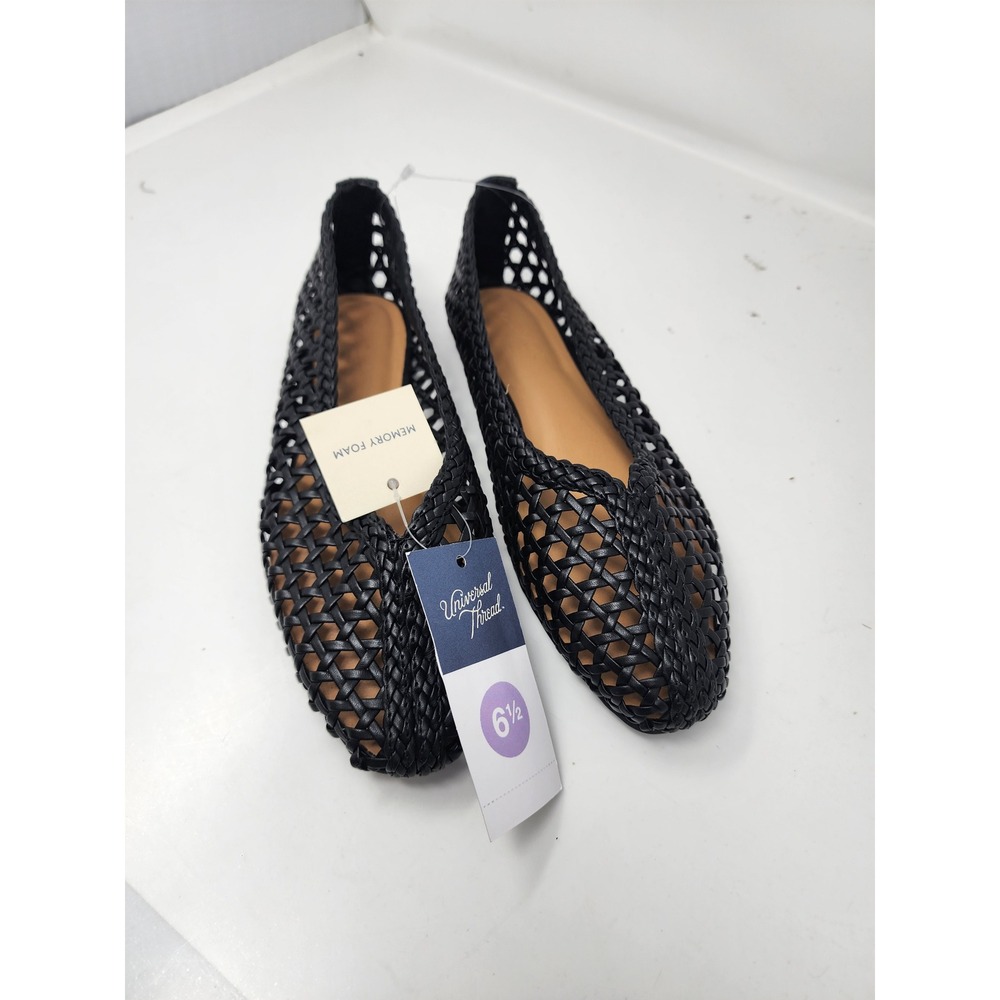 Universal Thread Womens Woven Pointed Toe Flats Black Synthetic Size 6.5